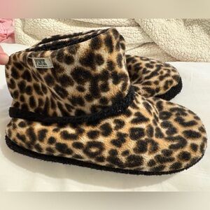 VS Pink Leopard Print House Shoes
